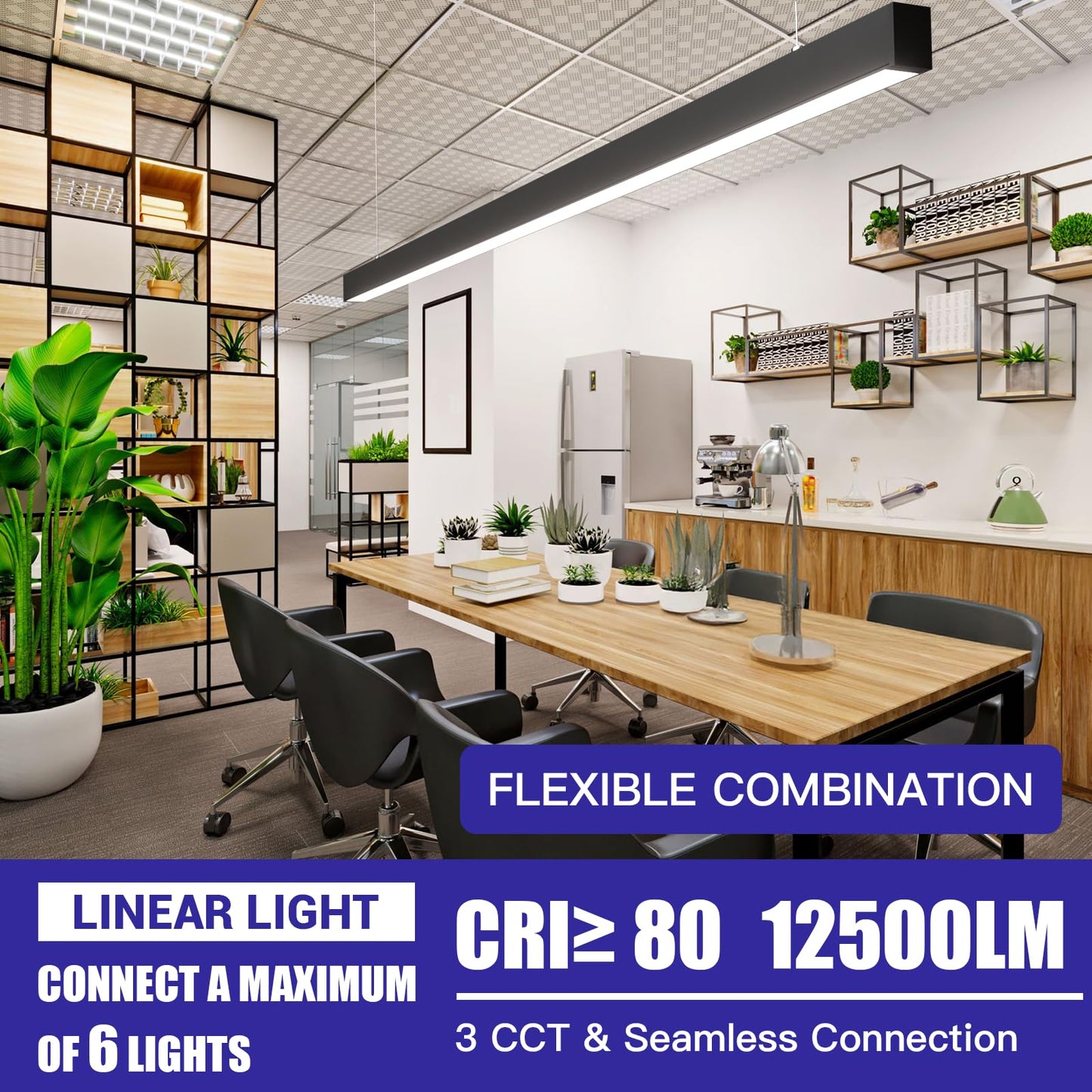 JTT 8FT LED Linear Light,8Foot LED Shop Lights 100/80/60W 3/4/5000K CCT Selectable,Commercial 8Feet Lighting Fixture 0-10V Dimmable Lighting Fixture ETL for Gym Retails Office Garage Classroom,4Pack
