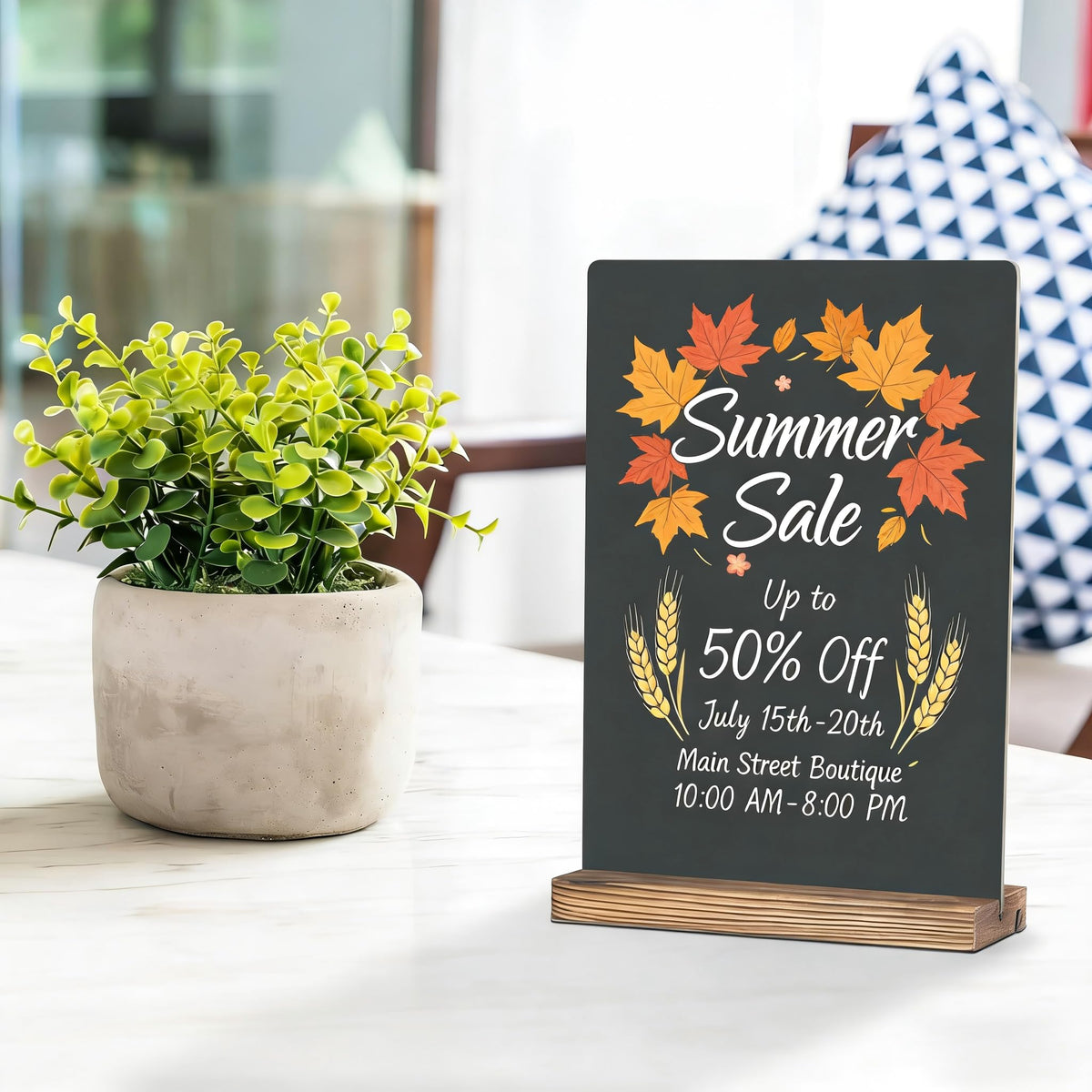 7.9x5.1 Desktop Chalkboard Sign with Wood Base, Message Board Menu Board Chalkboard for Shop Wedding Kitchen Home Party (3 Pack 7.9x5.1)
