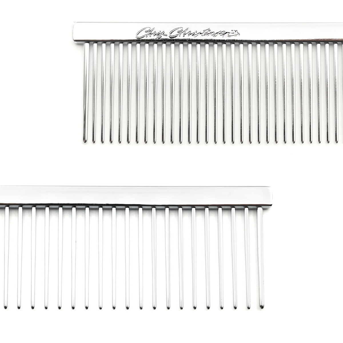Chris Christensen Groomers Bundle - 000 7.5 in. Greyhound Style Fine/Coarse Buttercomb, Stainless Steel - Big K Slicker Dog Brush Large, Perfect for Doodles, Angled Polished Pins