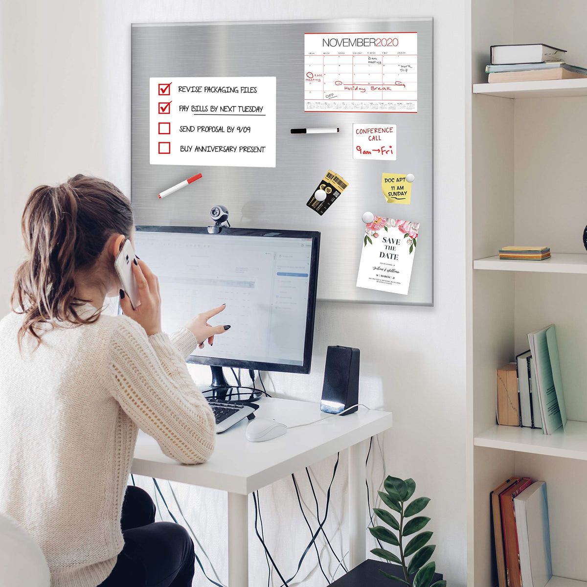 Essentially Yours Magnet and Message Board | Jumbo 30 x 35 x 0.7 Inch Magnet and Message Board | Mountable Steel Bulletin Board