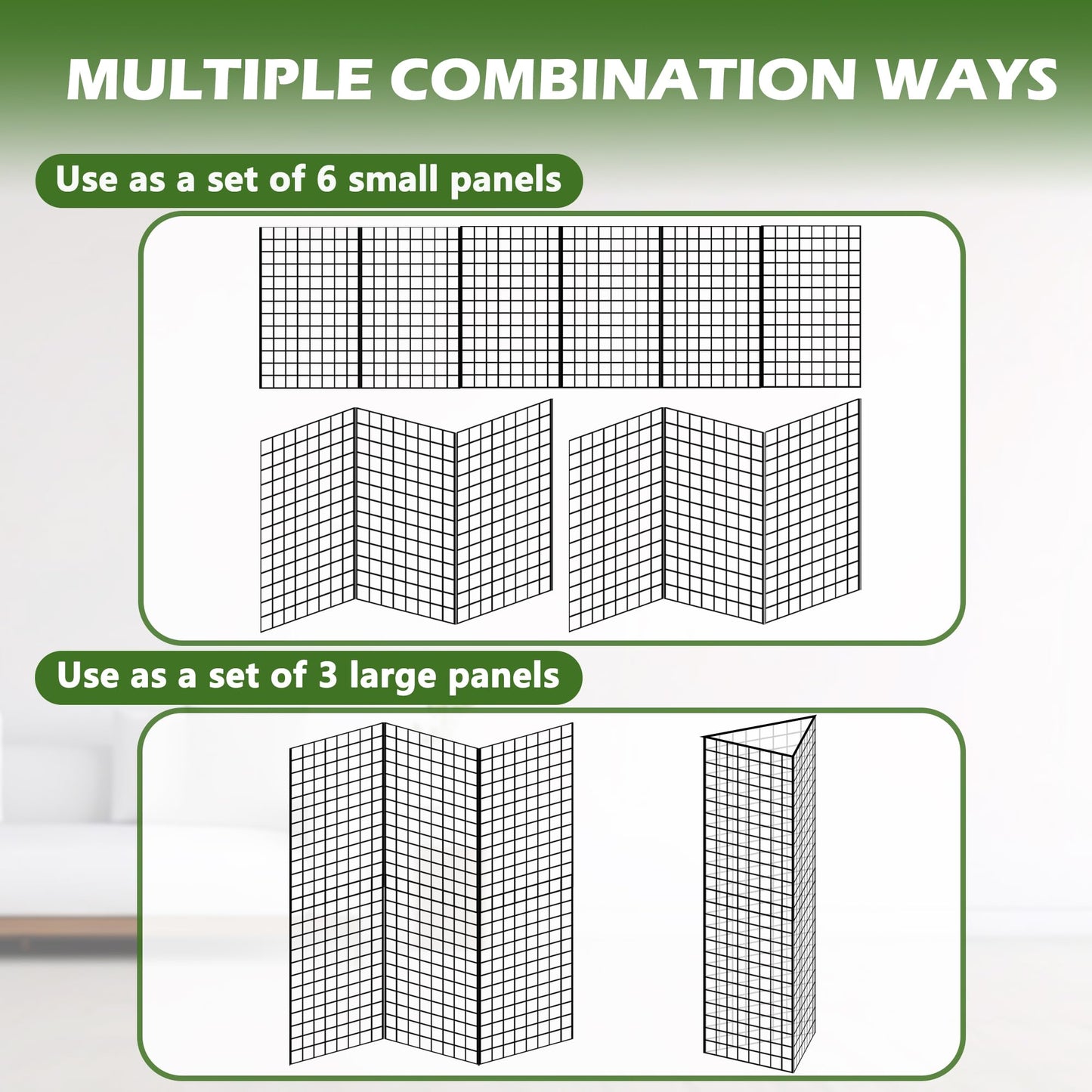 Koretech Grid Wall Panels 3 Pcs, Commercial Grade Gridwall Panels, Metal Grid Wall Panel Display Stand, You Can DIY 6 Pack 2'x3' or 3 Pack 2'x6' (Black)