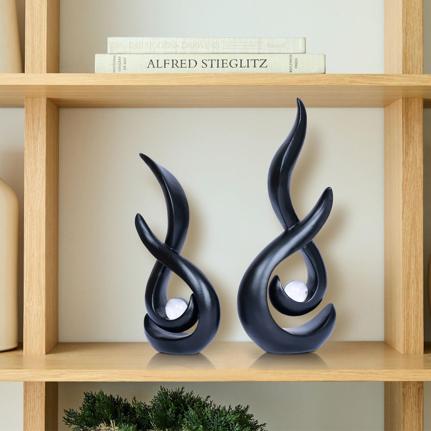 Black Home Decor Statue Modern Abstract Sculpture Decorative Accent Art Round Geometric Centerpieces for Living Room Dining Bookshelf Entryway Table Office Desk Decorations