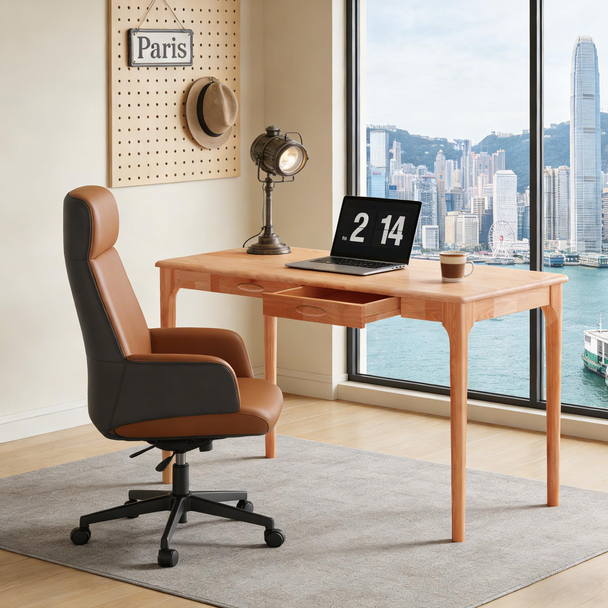 SHILAIYUNZ 47" Real Solid Wood Desk with Drawers, Space-Saving Home Office Writing Wooden Desk, Gaming & Computer Desk for Bedroom, Work Study Table for Small Space, Easy Assembly(Beech,47Inch)