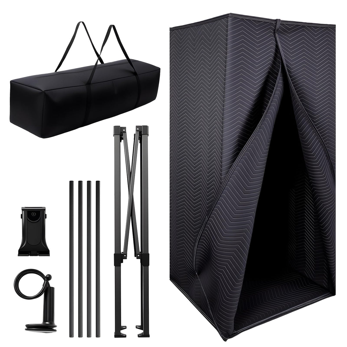 Portable Vocal Booth, 6.28 ft Height, Echo-Free Recording Booth Sound Booth, Foldable Home Recording Studio Vocal Booth with Carry Bag, for Voiceovers, Music, Game, Podcasts, Black