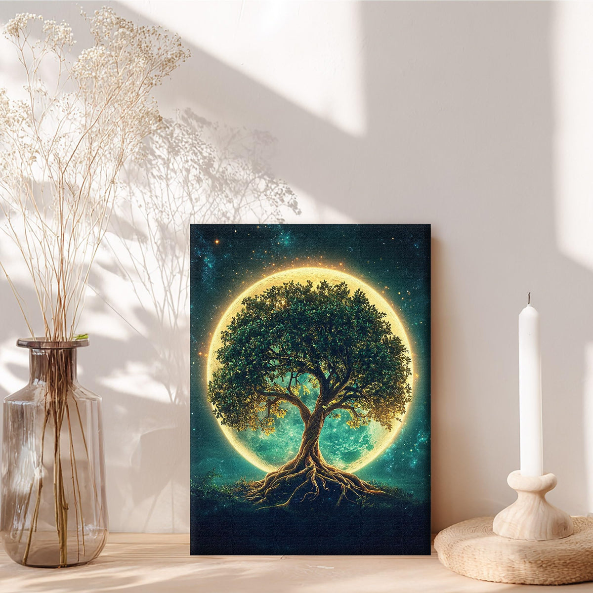 Framed Canvas Wall Art Print, Modern Ready to Hang Home Decor Tree, Wall Hanging Decor Painting Poster Artwork for Living Room, Bedroom, Bathroom, Gift, Home Decoration 7.8 x 11 Inch D73