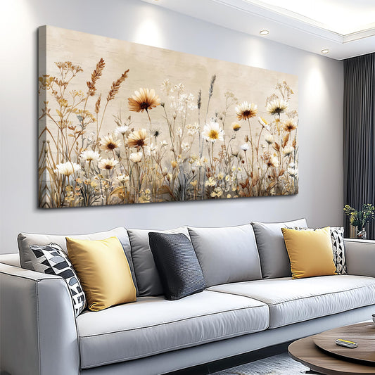 XIGUANGART Wall Art for Living Room Floral Large Wall Decor Wildflowers Pictures Modern Farmhouse Painting Canvas Art Prints Flowers Vintage Artwork For Bedroom Office Framed Home Aesthetics 24"X48"