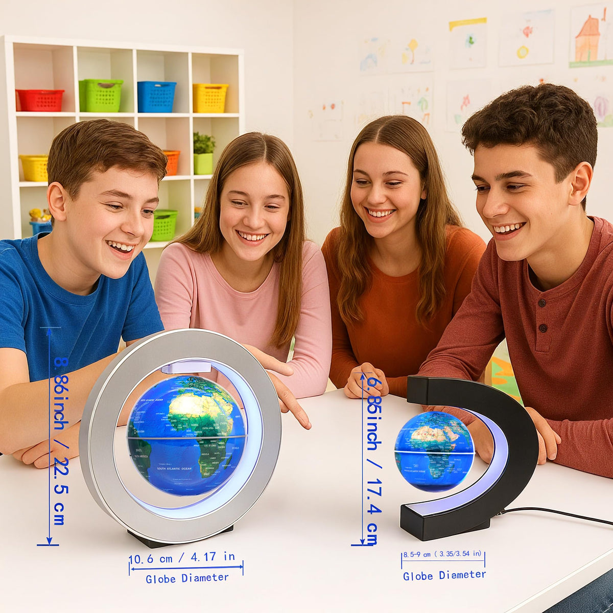 Magnetic Levitation Floating Globe 4" Constellation Geography LED Lights Rotating for Kids,Cool Office Desk Unique Men Gift Ideas or Birthday Tech Present Gadgets for Teenage Boys