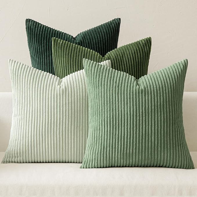MIULEE Boho Farmhouse Sage Green Throw Pillow Covers 24x24 Inch Set of 4