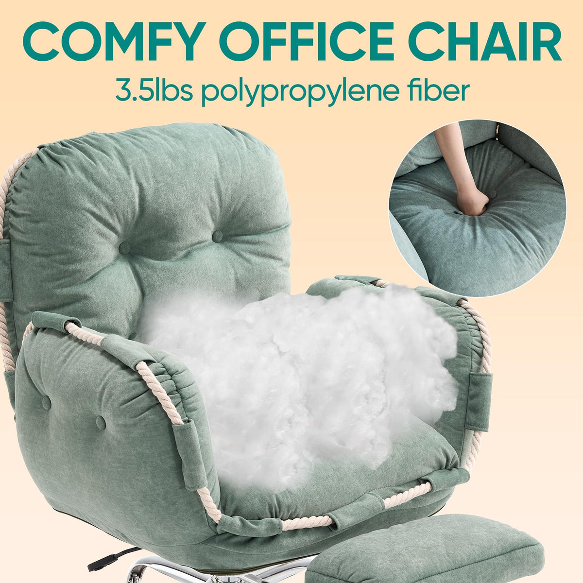 Criss Cross Office Chair with Foot Rest Flip Armrests for Pets and Comfortable Cross Legged Office Chairs for Women Reclining Office Chair Desk Chair Comfy Vanity Chair with Back and Wheels Green