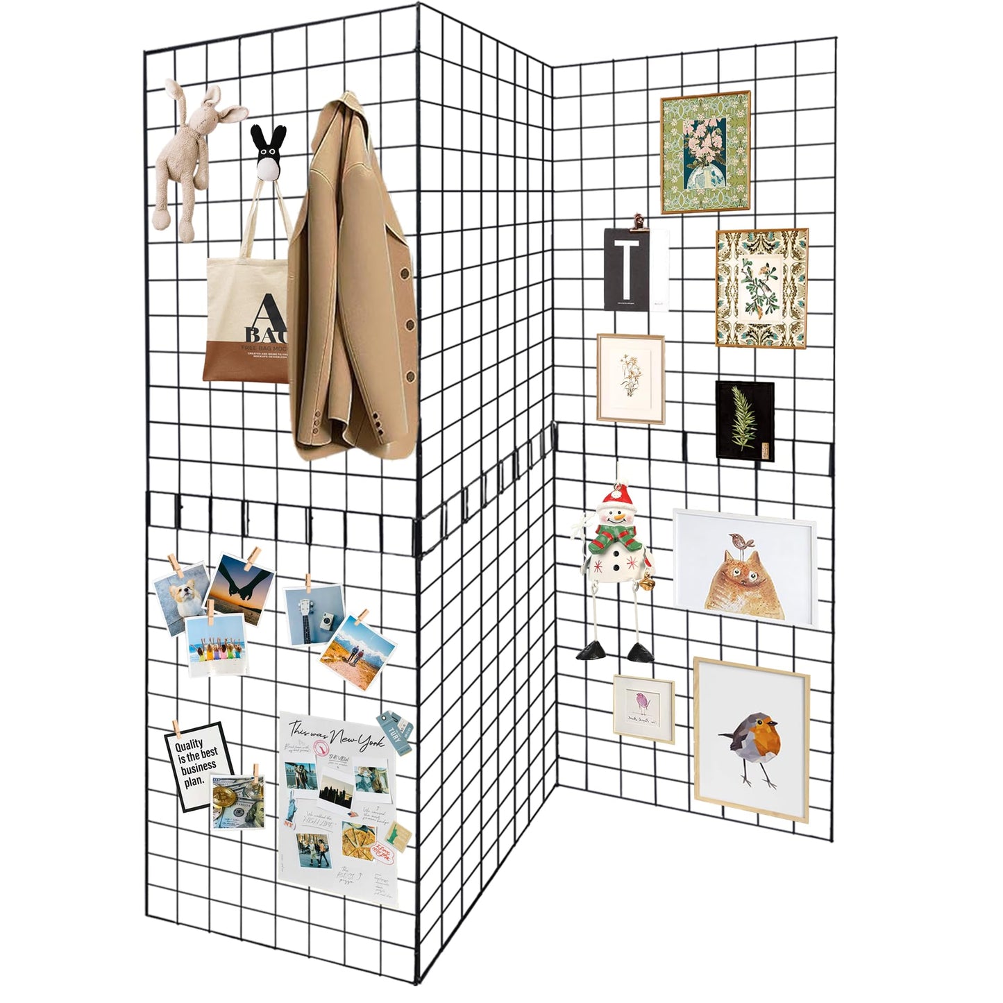 Koretech Grid Wall Panels 3 Pcs, Commercial Grade Gridwall Panels, Metal Grid Wall Panel Display Stand, You Can DIY 6 Pack 2'x3' or 3 Pack 2'x6' (Black)