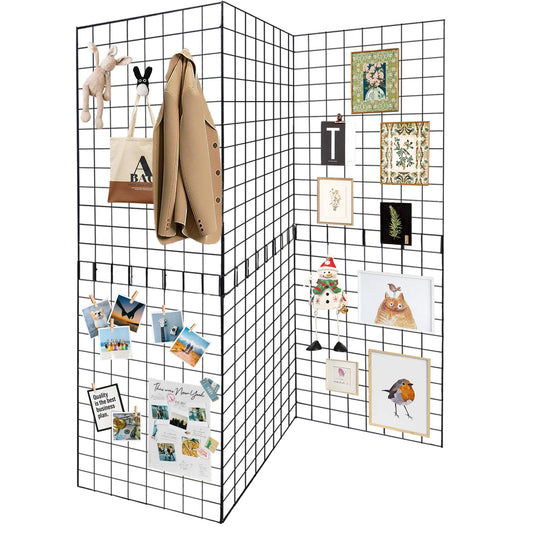 Koretech Grid Wall Panels 3 Pcs, Commercial Grade Gridwall Panels, Metal Grid Wall Panel Display Stand, You Can DIY 6 Pack 2'x3' or 3 Pack 2'x6' (Black)