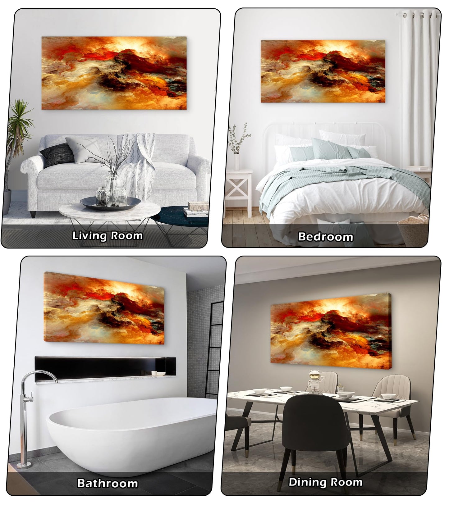 YYYYHPP YP0298 Abstract Wall Art Orange Flow Canvas Wall Art Framed Canvas Prints Painting Pictures Ready to Hang for Living Room Bedroom Kitchen Home and Office Wall Decor