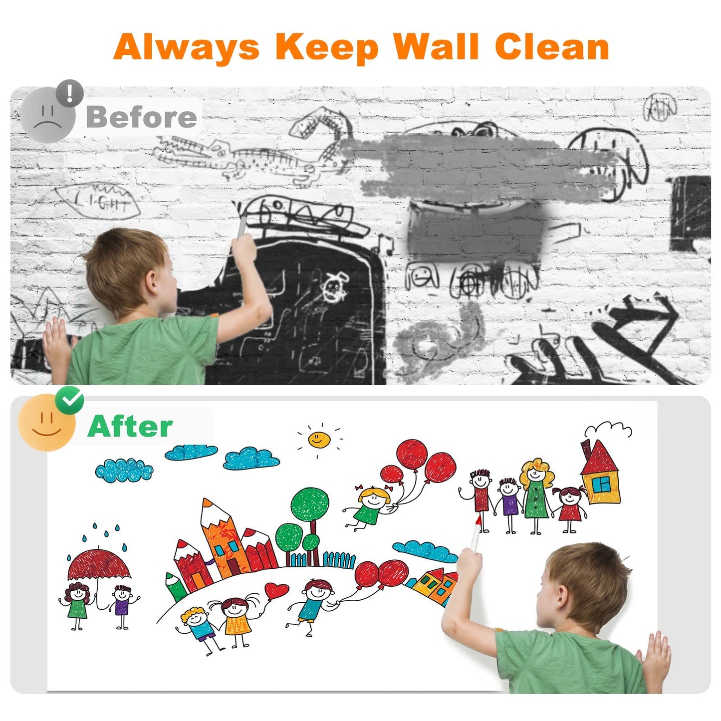 Nortix White Board Paper for Wall, Whiteboard Contact Paper, Dry Erase Peel and Stick Wallpaper Stain-Proof Dry Erase Wall Decal, 1 Piece (4x6ft)