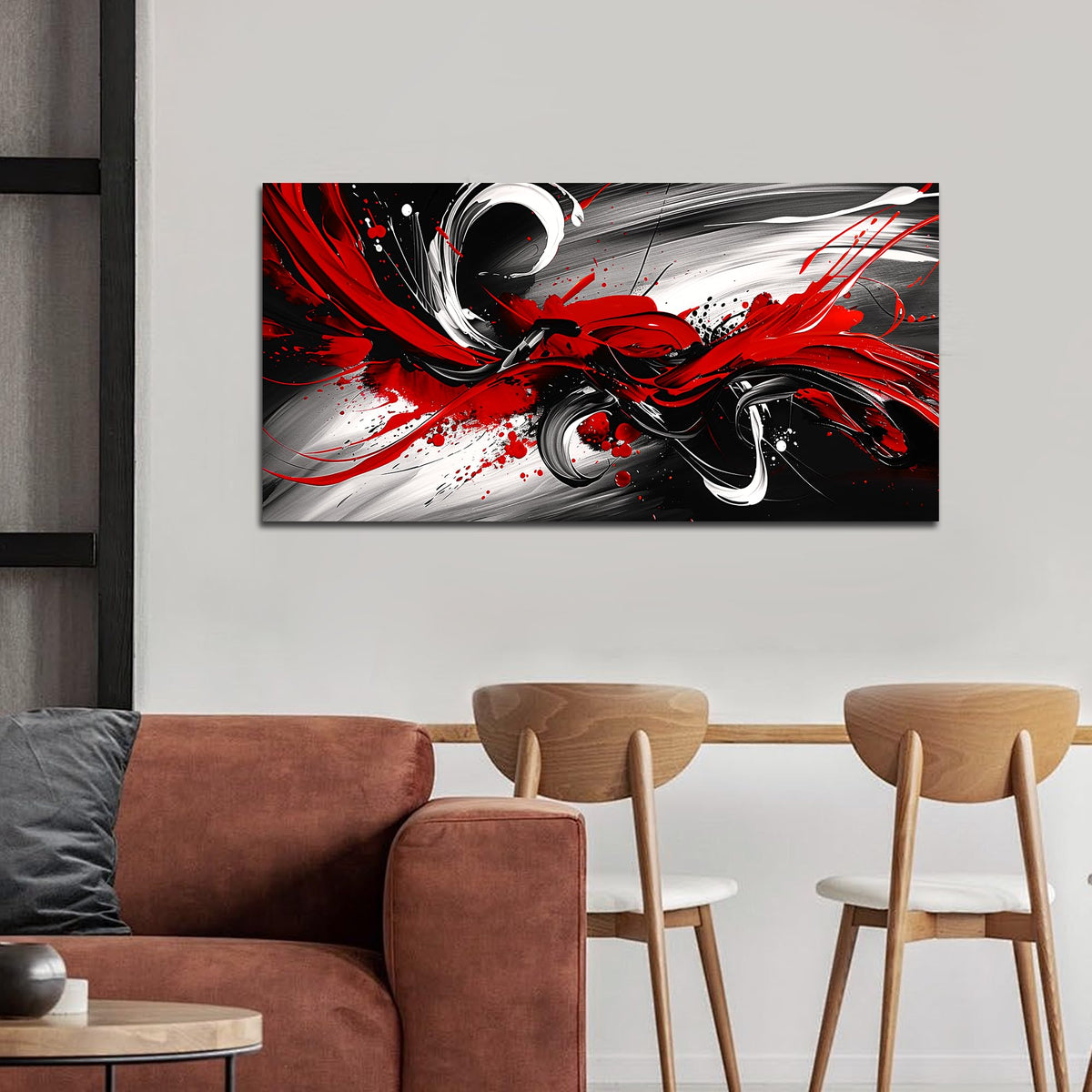 Black and White Red Large Canvas Wall Art for Living Room Framed Print Picture Painting Bedroom Office Wall Decor Modern Room Abstract Wall Decorations Artwork Size 20x40 Ready to Hang