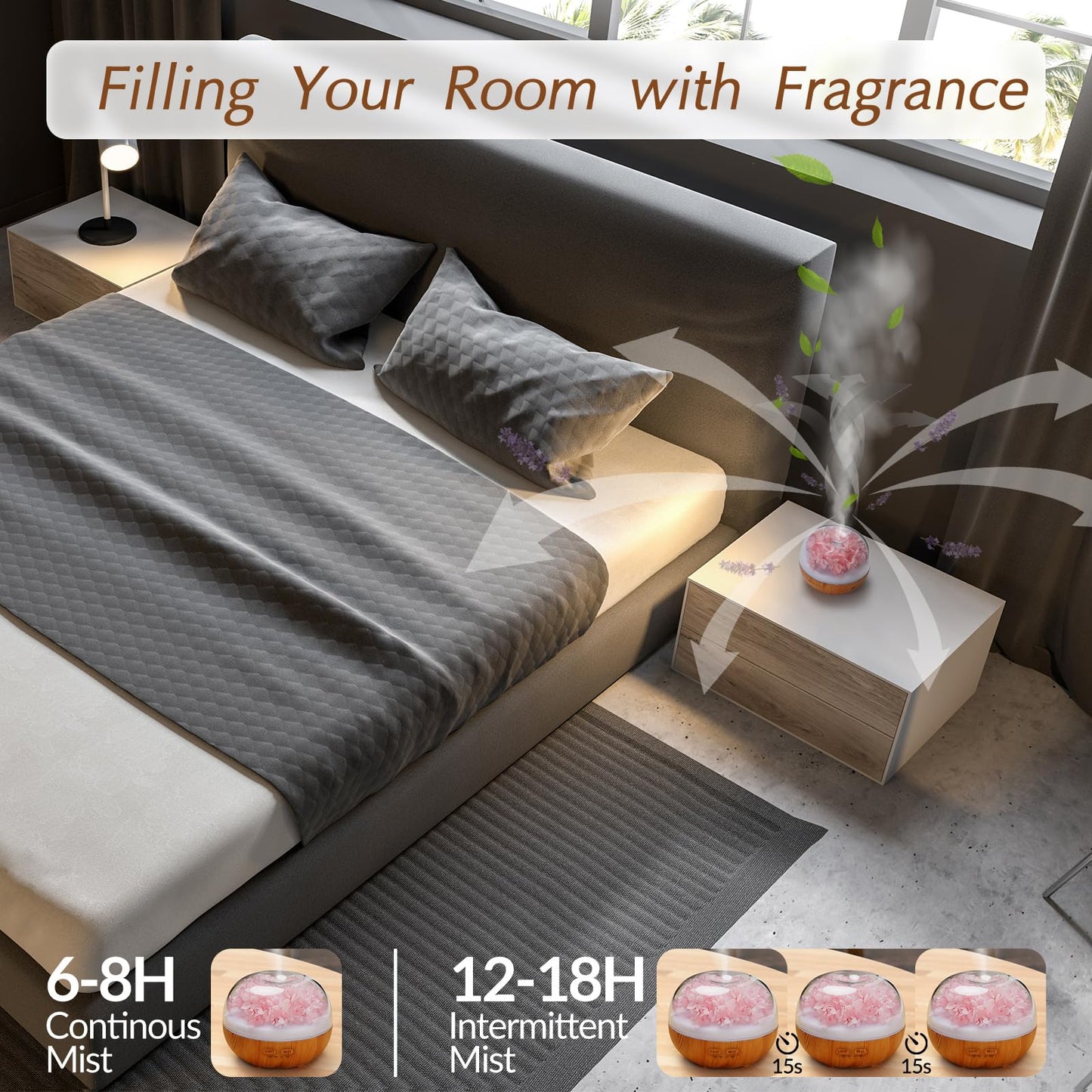 Aromatherapy Essential Oil Diffuser, 300ml Air Diffuser Humidifier with 7 LED Colors, Timer & Auto-Off for Home Bedroom Office (Pink)