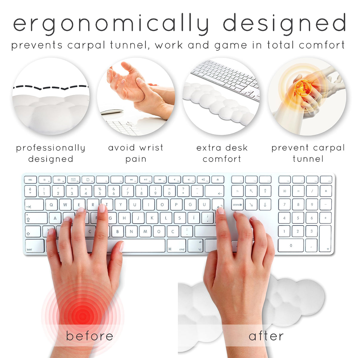 Green Cloud Keyboard Wrist Rest – Create-ables Qloud Green Wrist Rest for Computer Keyboard and Mouse, Ergonomic Memory Foam Wrist Pad with Non-Slip Base, Includes Cloud Mouse Pad
