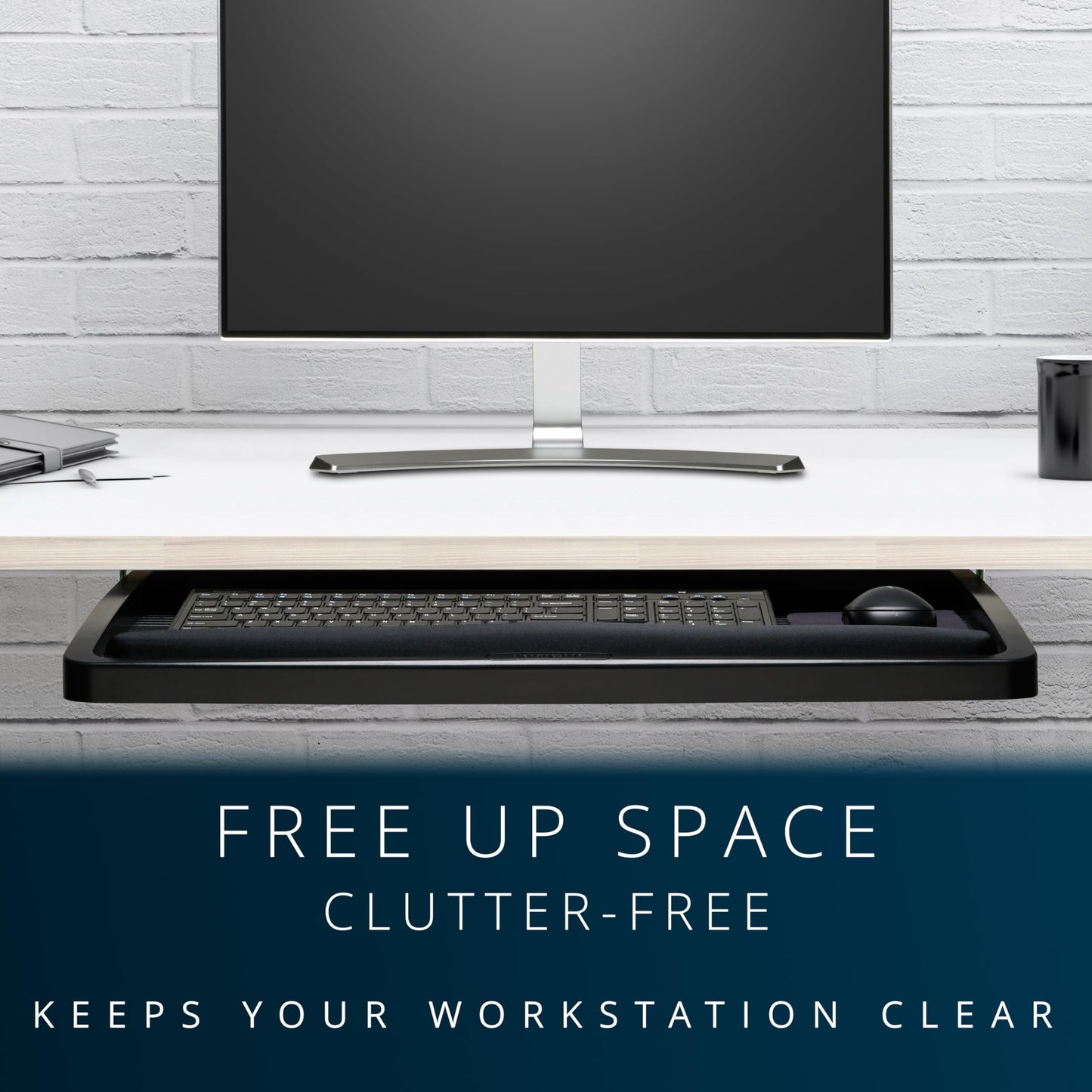 Kensington Keyboard Tray Under Desk, SmartFit Ergonomic Slide-Out Keyboard Drawer with Cable Management, Extra-Wide Height Adjustable Keyboard Holder, 24.5" x 11.75", Black K60004US