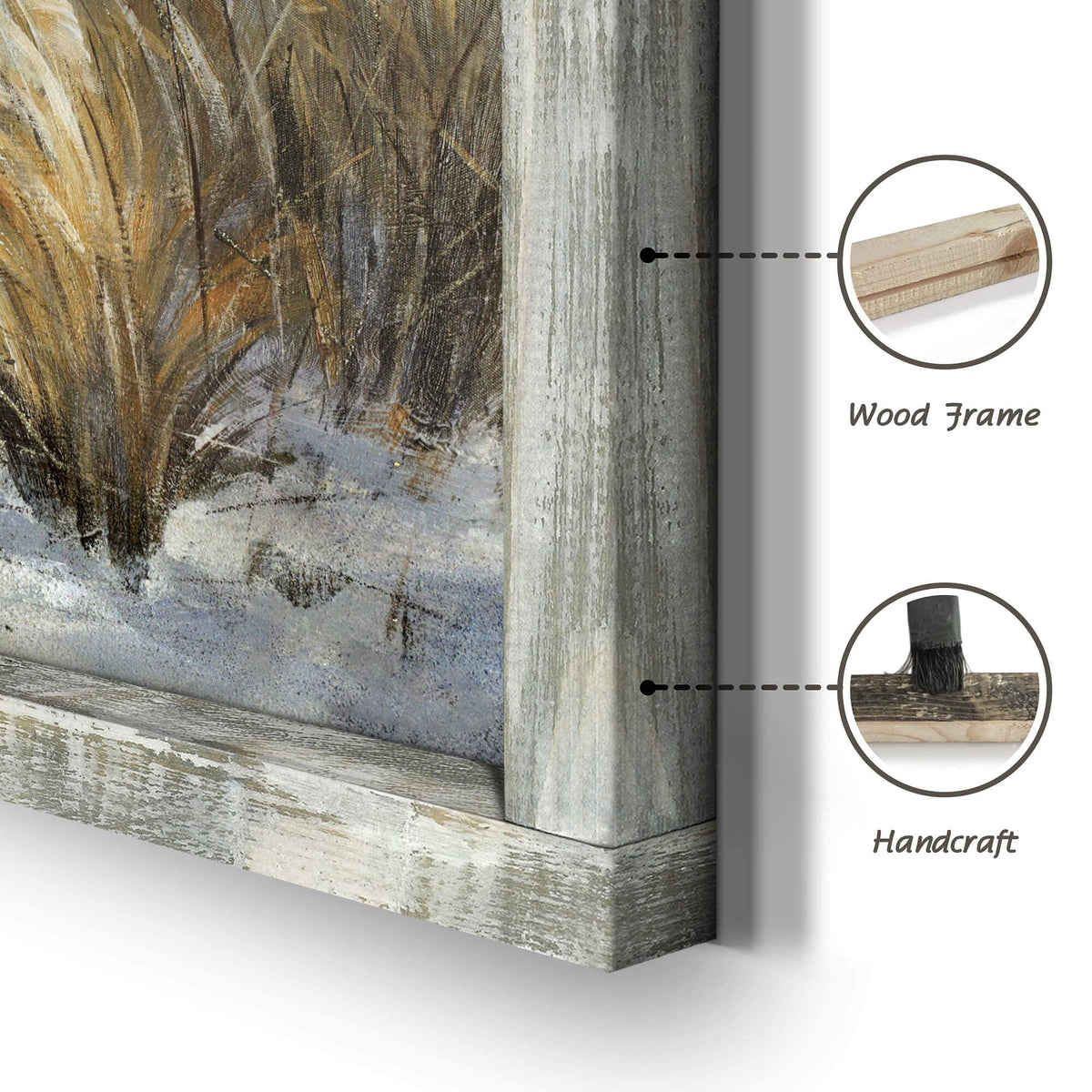 Beach Framed Wooden Wall Art: Coastal Oil Painting Style 40"x20" Ocean Pictures Seascape Art Prints Sand Dunes & Sailboat Artwork for Office