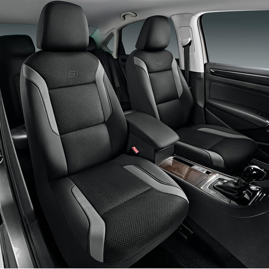 Skechers Memory Foam Car Seat Covers, Air Cool Mesh Thick Seat Covers, Gray Two Front Car Seat Protector, Airbag Compatible, Automotive Comfort & Protection for Most Cars, Van,Trucks, SUV,Grey