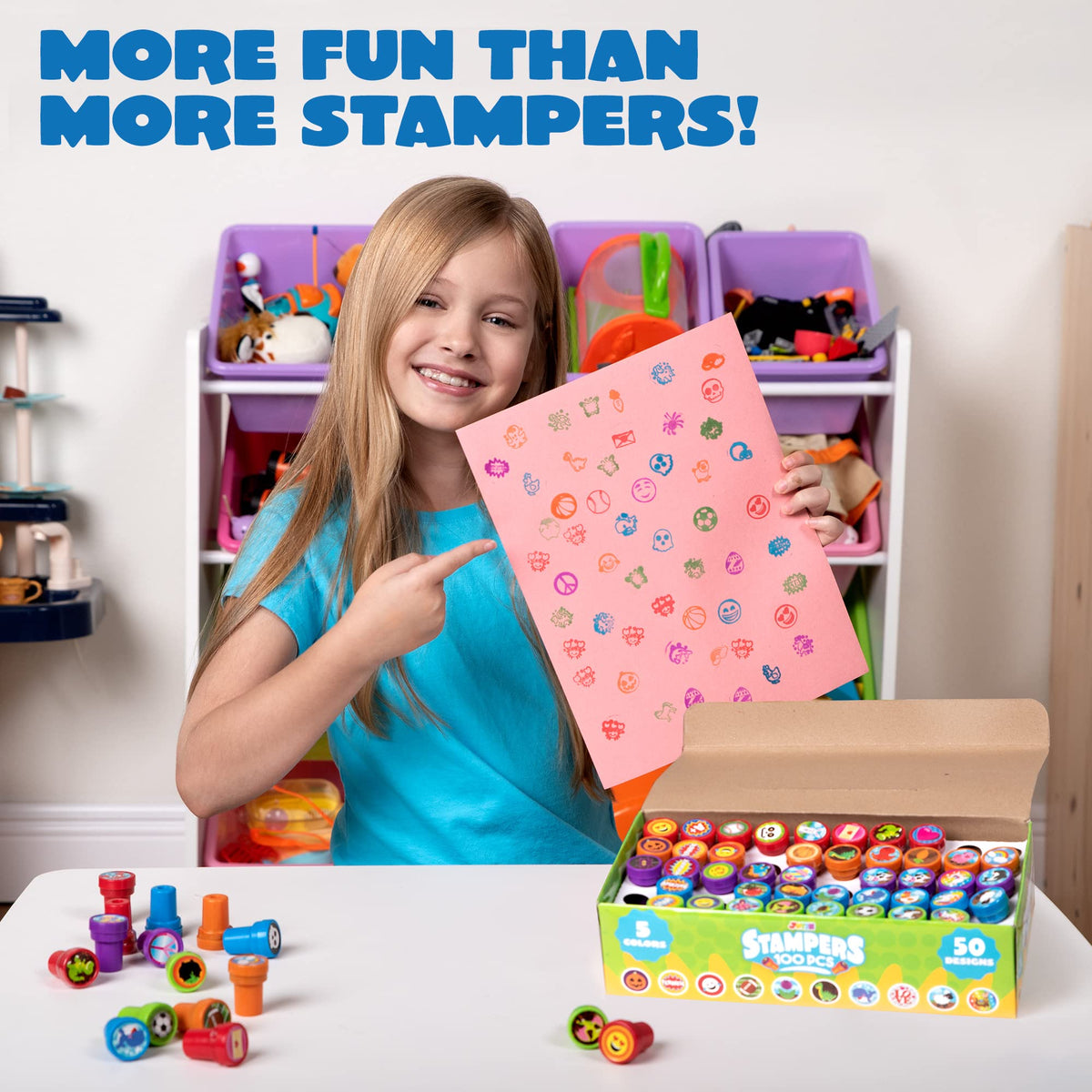 JOYIN 100 Pcs Assorted Stamps for Kids Self-Ink Stamps (50 Different Designs, Dinosaur, Zoo Safari Stampers) for Party Favor, Carnival Prizes, School Classroom Gift Stuffers, Treasure Box Toys
