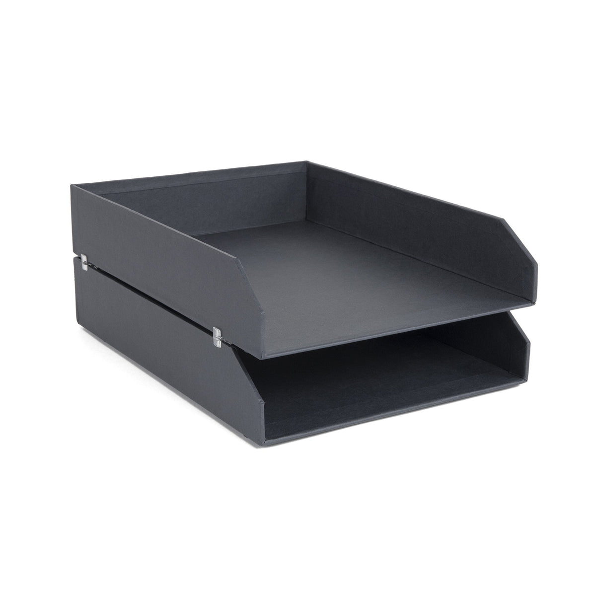 Bigso Hakan Letter Trays - Stackable Paper Tray Organizer with Stable Rubber Feet for A4 or Letter Size Documents - 9.1 in x 12.2 in x 2.4 in - Pack of 2 - Dark Grey
