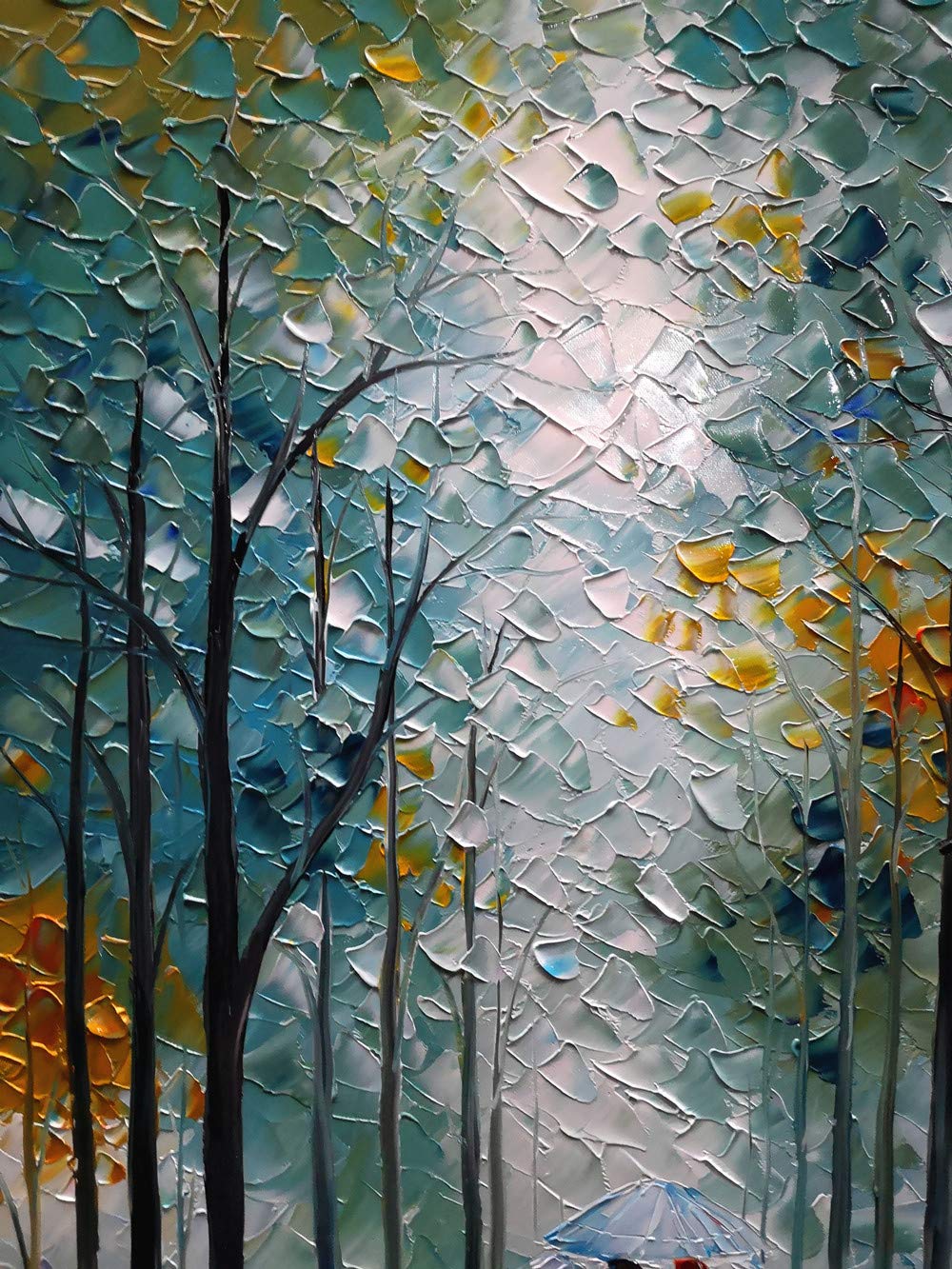 Tyed Art- 48x24inch Wall Art Landscape Oil Painting,Modern Textured Trees Abstract Wall Art Paintings,Wall Art for Living Room,Bedroom Office Wall Decor,Framed Canvas Wall Art