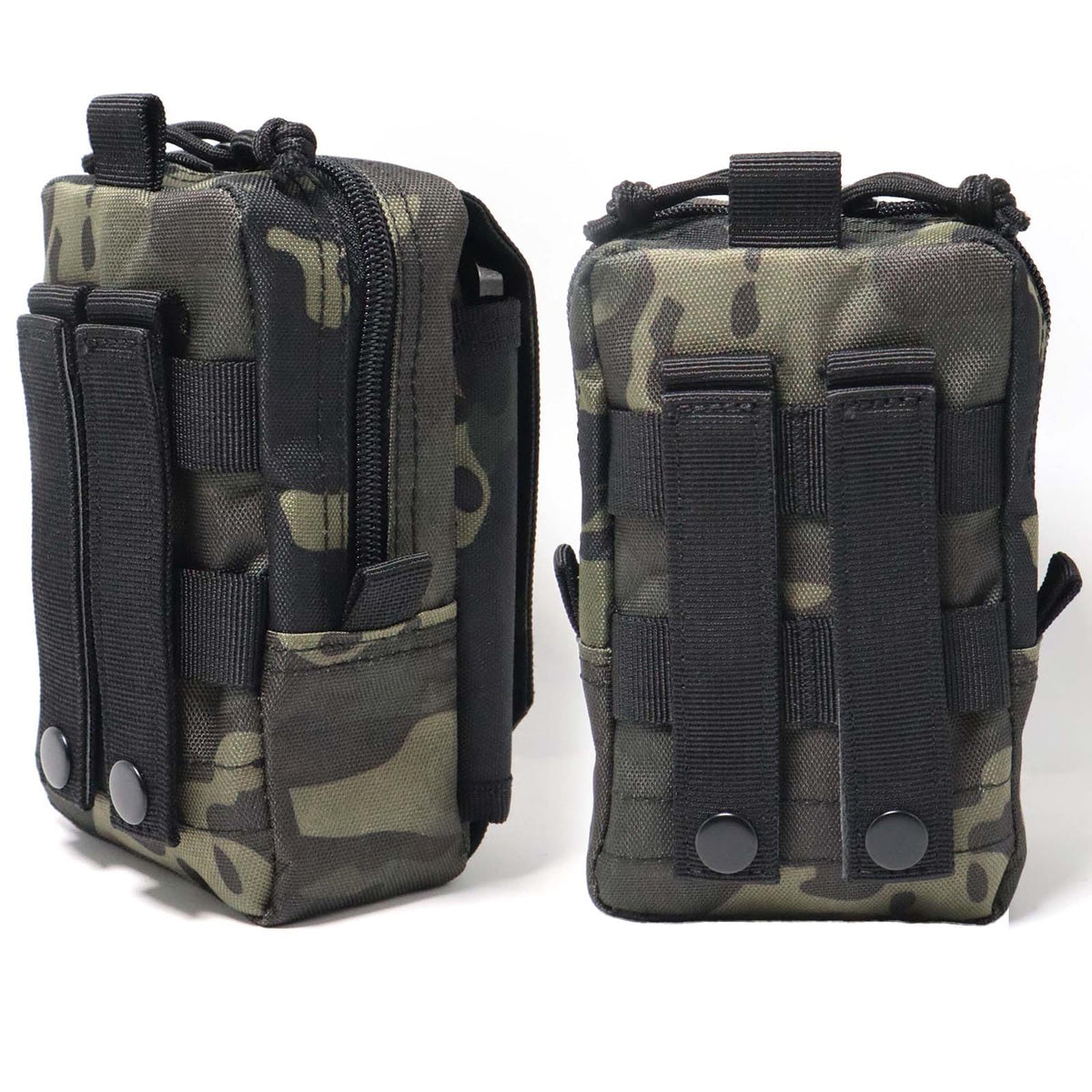 Molle Utility Pouch EDC Cell Phone Pouch for Vests, Tactical Waist Bag for Men Gadget Organizer Pack Purse Mobile Phone Case Hunting Compact Bag U.S.A Patch Carabiner Included, Black