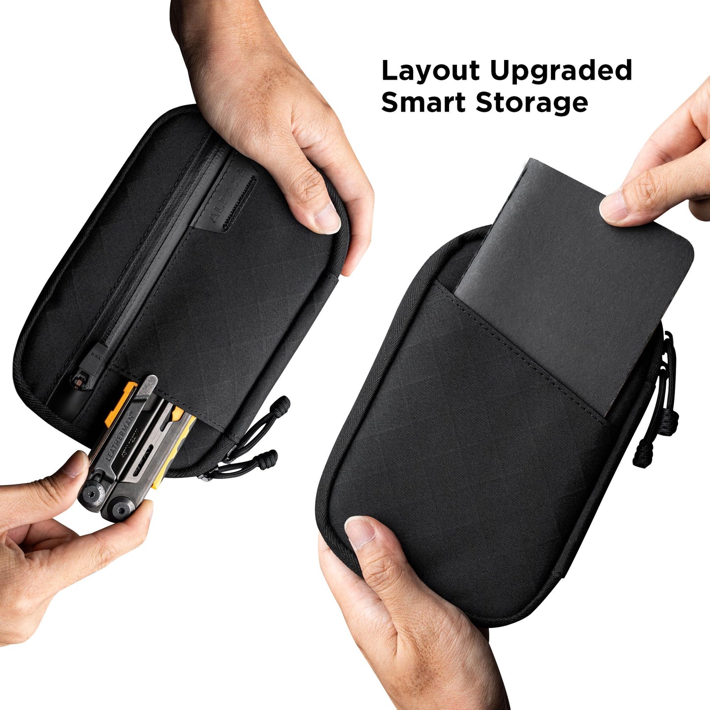 ALPAKA Admin Pouch Pro EDC Organizer - Small Tool Pouch with Smooth Zipper, Weatherproof Storage for Electronics, Cables, Travel Accessories - Black Axogrid 300D Fabric