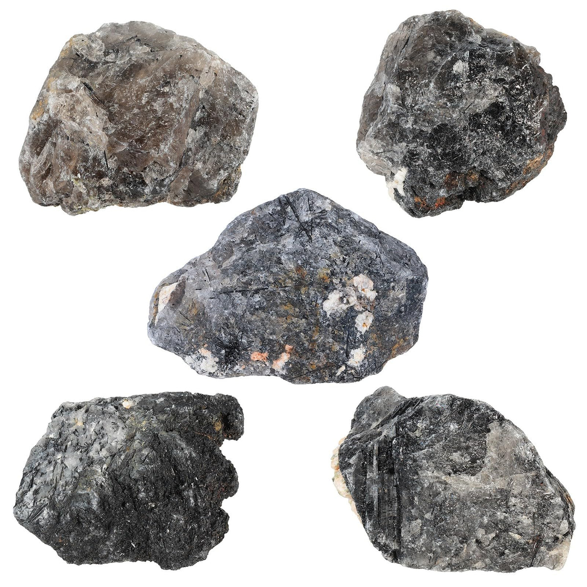 SUNYIK Natural Raw Rough Stones for Tumbling, Black Rutilated Quartz Rock Specimen for Home Office Decoration Reiki Healing Meditation, 301-400g