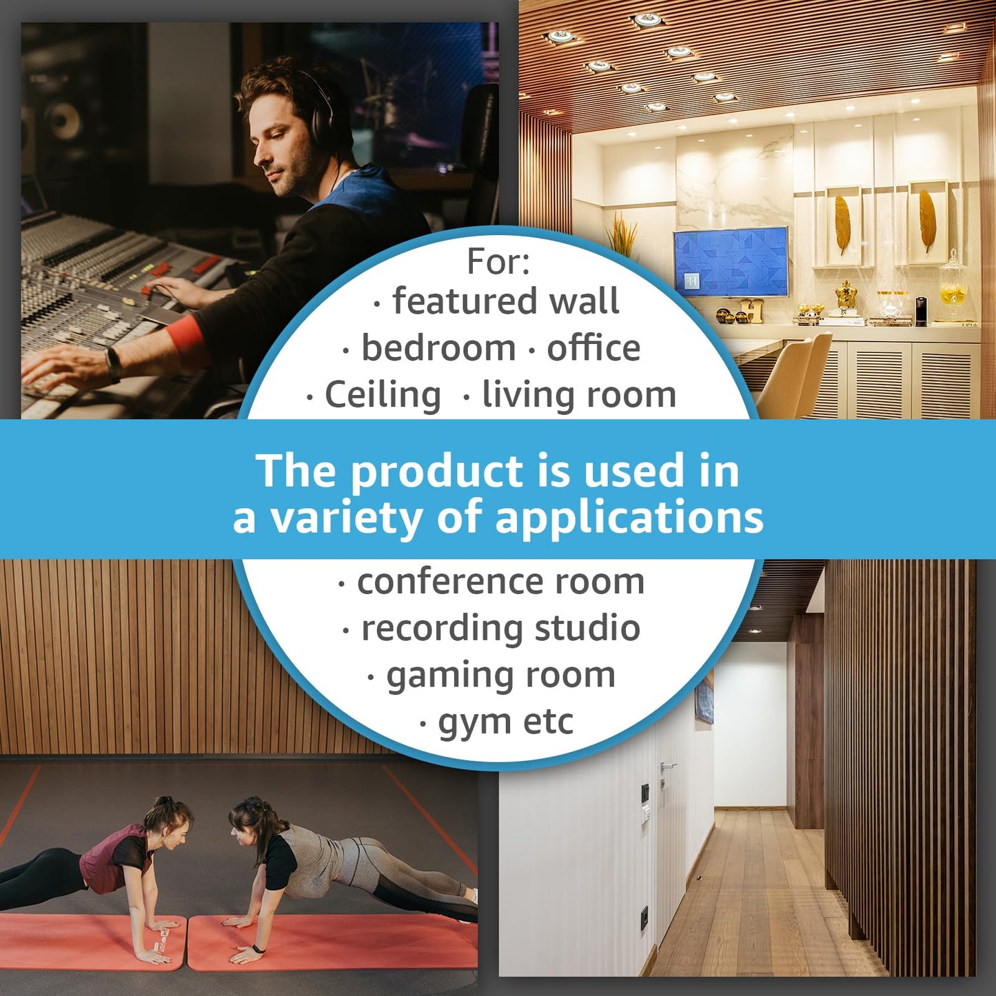 Art3d 2-Pack 108" x 12" Acoustic Wood Panels for Wall, Soundproof Wood Slat Panel for Wall and Ceiling, 3D Fluted Sound Absorbing Paneling for Interior Wall Decor, Living Room, Bedroom - Walnut