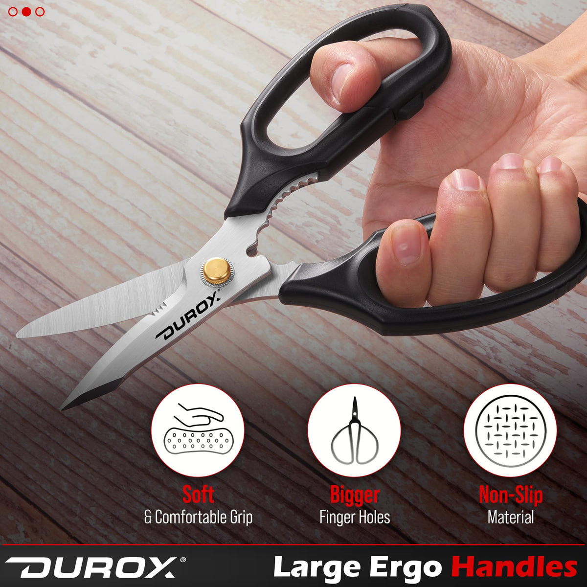 DUROX - Heavy Duty Scissors, Multipurpose Utility Scissors. Built to Cut Leather, Cardboard, Carpet, Plastic and Rope. All Purpose Heavy Duty Kitchen Scissors to Cut Meat, Poultry and Chicken Bones