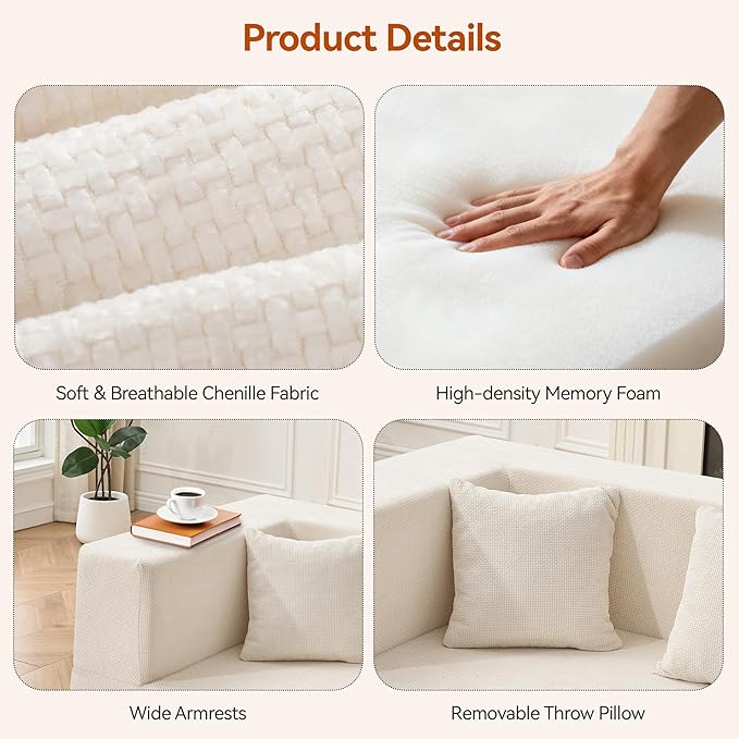 MONVANE Modular Sectional Sofa, Oversized 8 Seat Convertible U Shaped Couch
