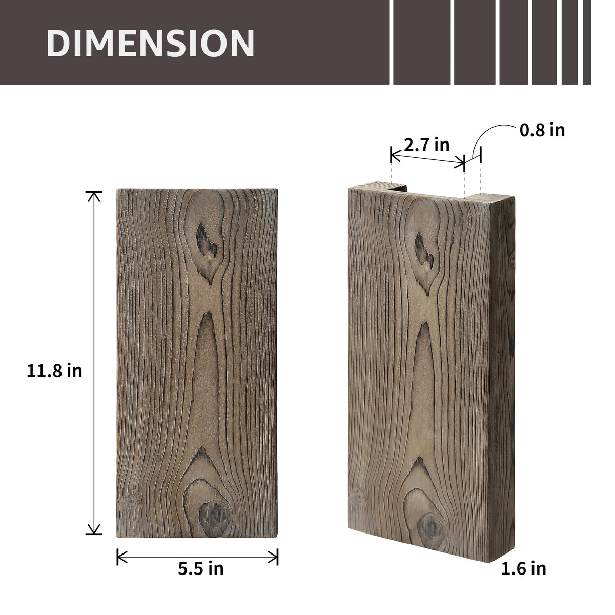 Wood Wall Planter Set of 2, Wood Wall Pocket for Greenery and Dried Flowers, Indoor Wood Hanging Vase, Modern Farmhouse Wall Decor for Living Room Bedroom Office Eucalyptus Stems Decorations (Grey)