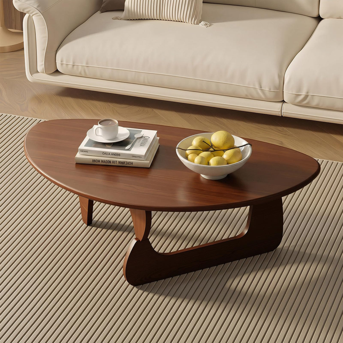 SoulNest Mid Century Small Coffee Table, Walnut Coffee Table for Living Room, Suitable for Living Room, Reception Room or Office (Small, Triangle)