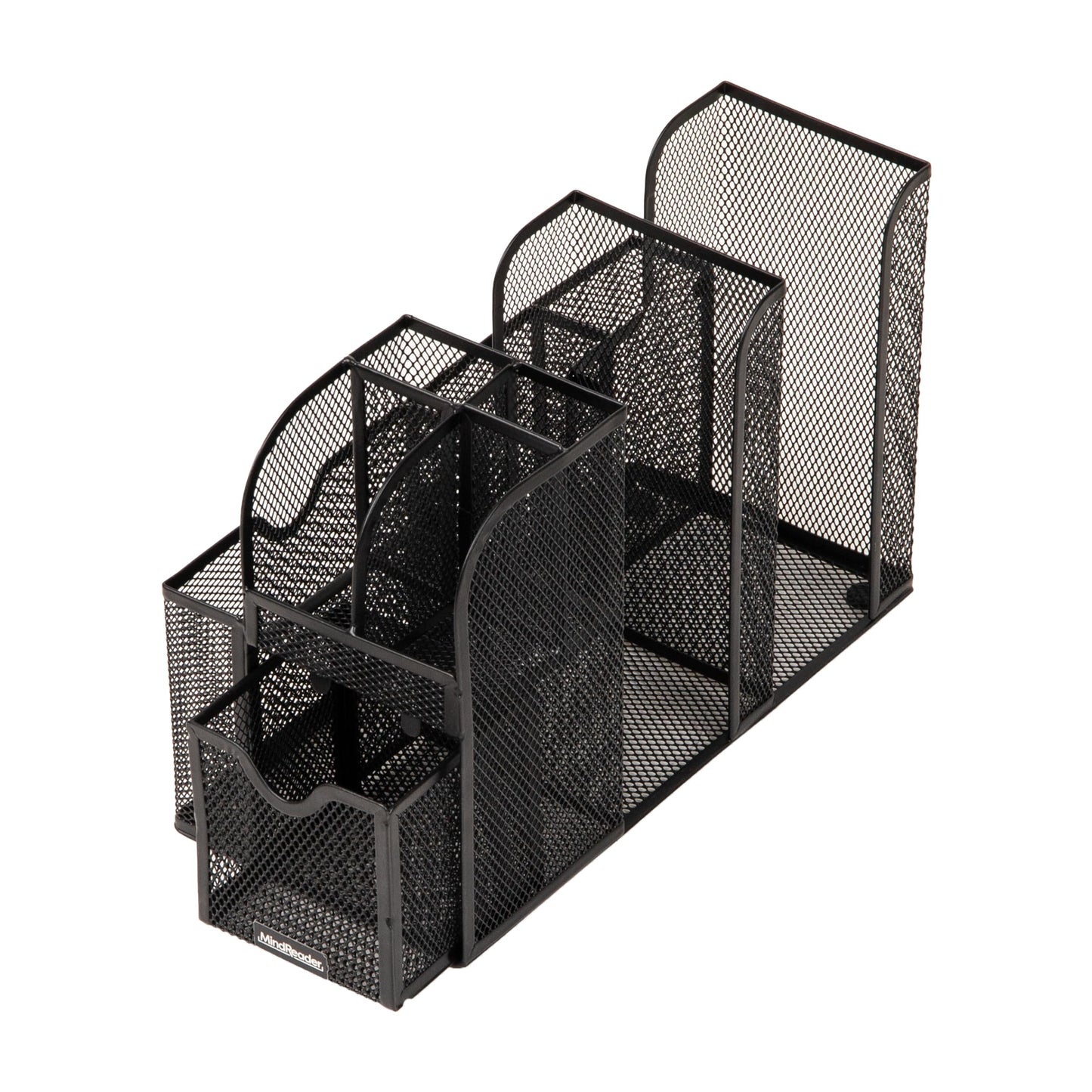 Mind Reader Countertop Organizer, Office Breakroom or Desktop Storage, 10-Compartment Caddy, Metal Mesh, Black