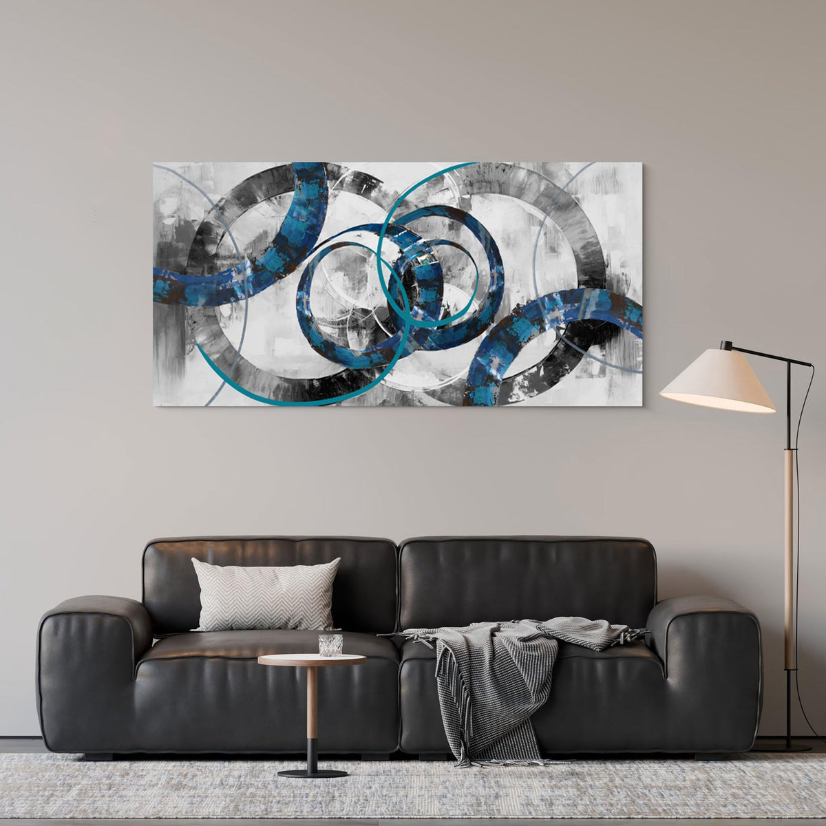 XLSJERST Large Wall Art for Living Room – Blue Abstract Canvas Artwork Designed Elegant and Minimalist Style Perfect for Bedrooms Offices and Modern Home Decoration