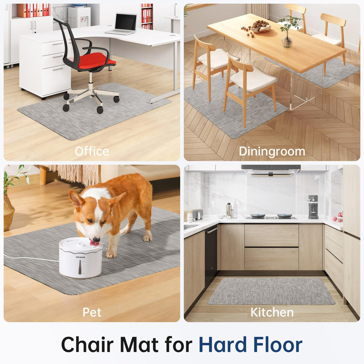 Cybstrax Office Chair Mat for Hardwood & Tile Floor, 45" x 53" Desk Chair Mat, Anti Slip, Non-Curve Computer Chair Mat for Rolling Chairs Floor Protector for Home Office