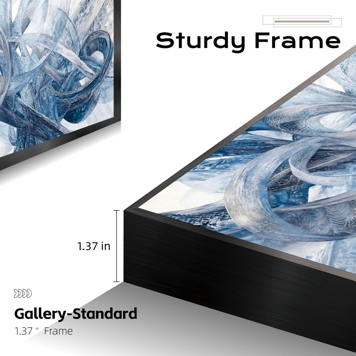 Large Wall Art for Living Room Bedroom Office Entryway, Gray White Modern Abstract Luxury Framed Crystal Porcelain Wall Decor, Waterproof Easy Clean Artwork for Home Hotel Restaurant Spa 24x48 Inch