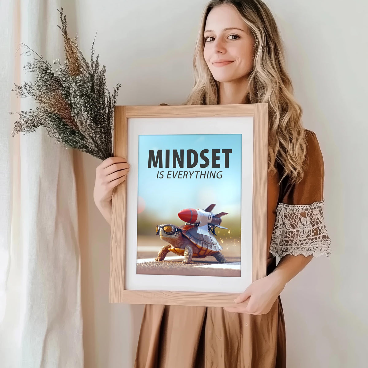 Mindset Is Everything Art Print - 11x14 | Motivational Wall Art for Office Decor | Inspirational Wall Pictures for Girls Room | Aesthetic Room Decor for Bedroom | Living Room Wall Art