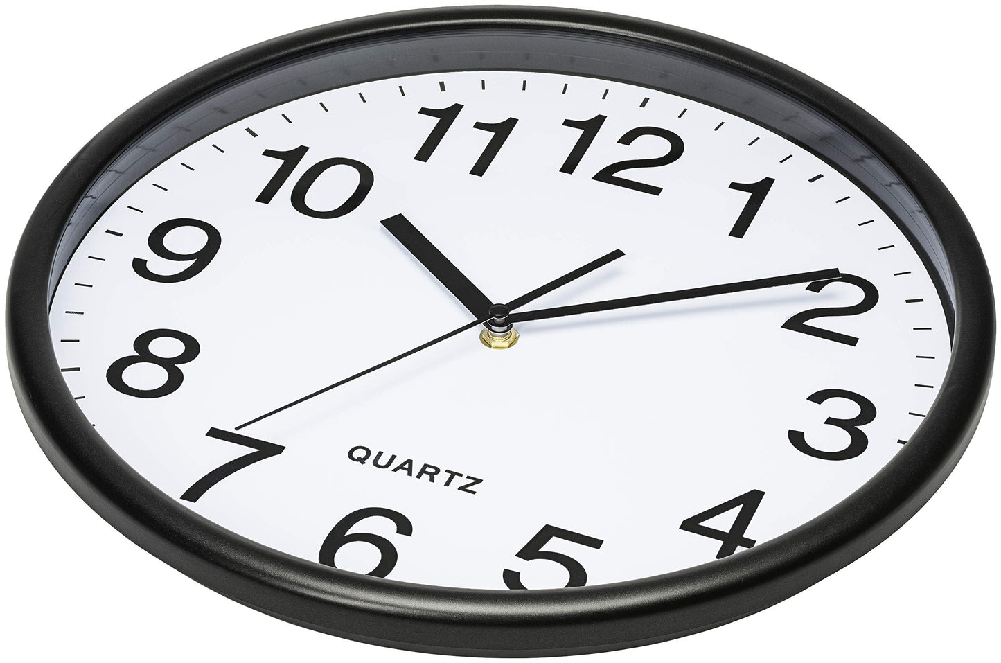 Bernhard Products Black Wall Clock, Large 13-Inch Silent Non Ticking Quartz Battery Operated Round Easy to Read Classroom/Home/School/Office Clock