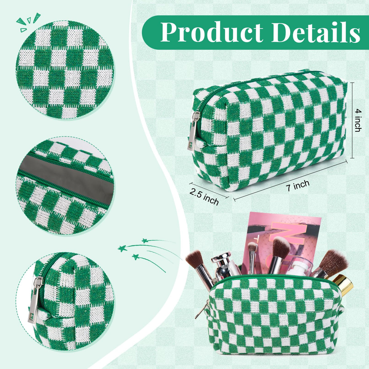 14 PCS Aesthetic Book Annotation Kit Large Checkered Pencil Case Book Lover Bookmark Dual Highlighters Gel Pens Study Supplies Stationary Set for Student Green