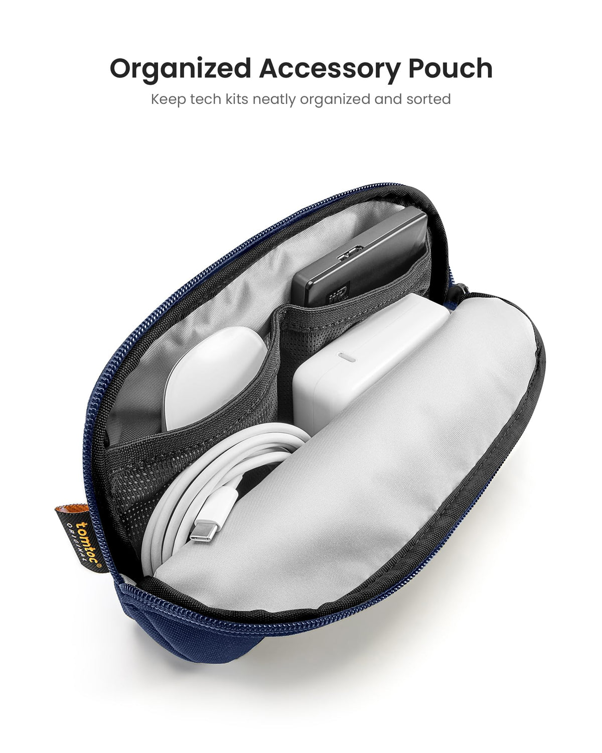 tomtoc Recycled Portable Storage Pouch Bag Case Accessories Organizer Compatible with MacBook Laptop Charger, Mouse, Cables and Hard Drive, Also for Smart Phone Accessories and Personal Items