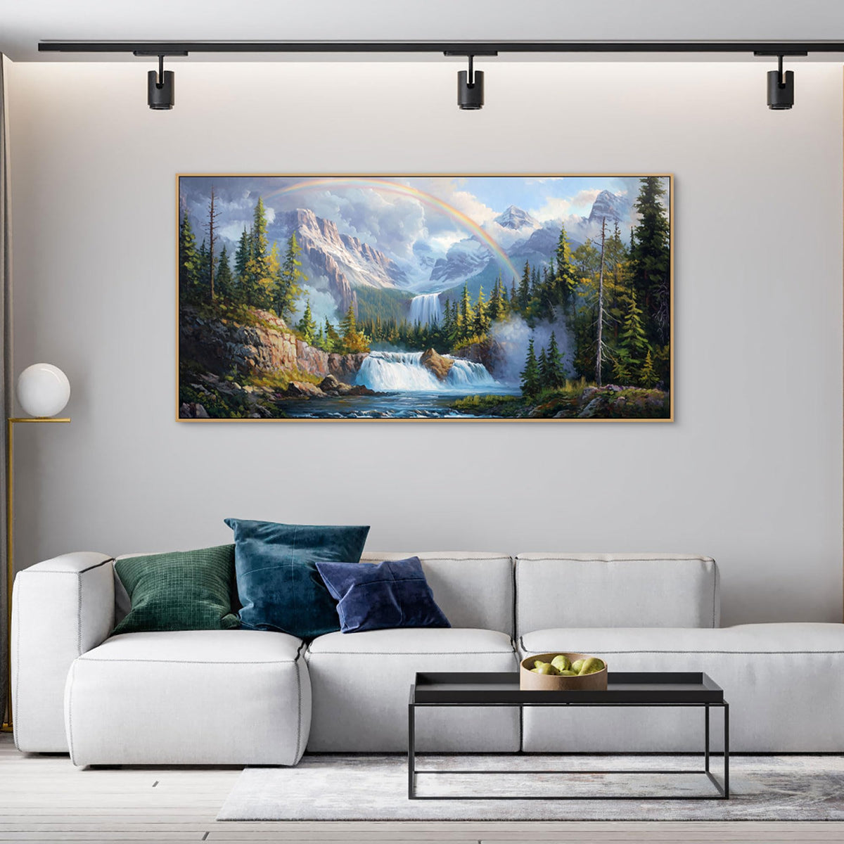 XLSJERST Waterfall Wall Art - Natural Picture Artwork for Walls Lake Landscape Zen Canvas Large Wall Art for Living Room Bedroom Office Home Decor - 48x24 Inches