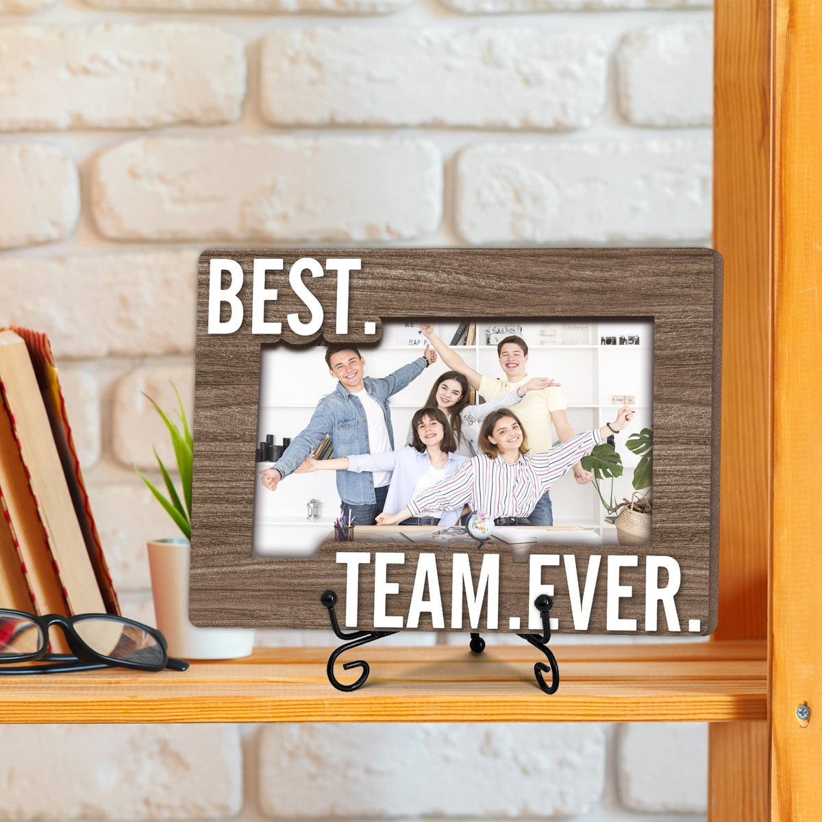 Team Picture Frame, 5x8 Best Team Ever Picture Frame with Stand, Thank You Appreciation Gifts for Coworkers Boss Company Team, Office School Desk Decor-A41