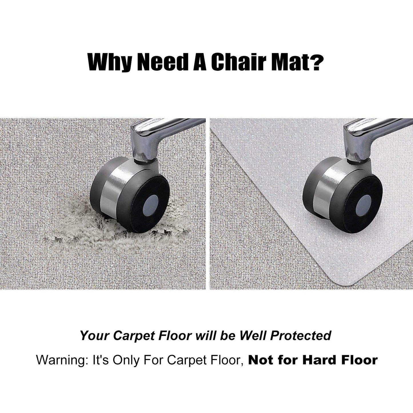 Kuyal Office Chair Mat for Carpets,Transparent Thick and Sturdy Highly Premium Quality Floor Mats for Low and No Pile Carpeted Floors, with Studs (48" X 48" Rectangle)