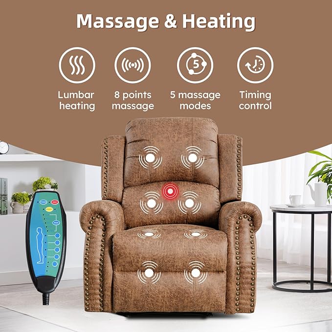 EBELLO 2 Piece Power Faux Leather Recliner Sofa Set, Reclining Living Room