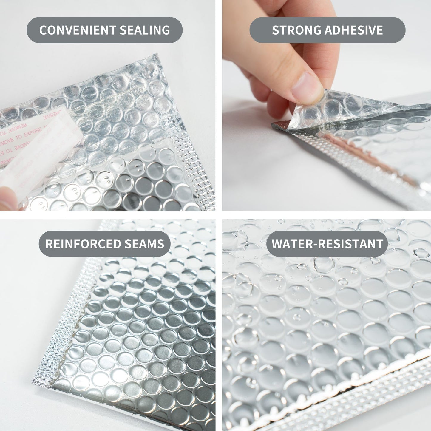 50 Pack 11x14 Inch Thermal Insulated Bubble Mailers for Cold Shipping, Metallic Silver Foil Padded Envelopes, Self-Seal Water-Resistant Cushioned Shipping Bags