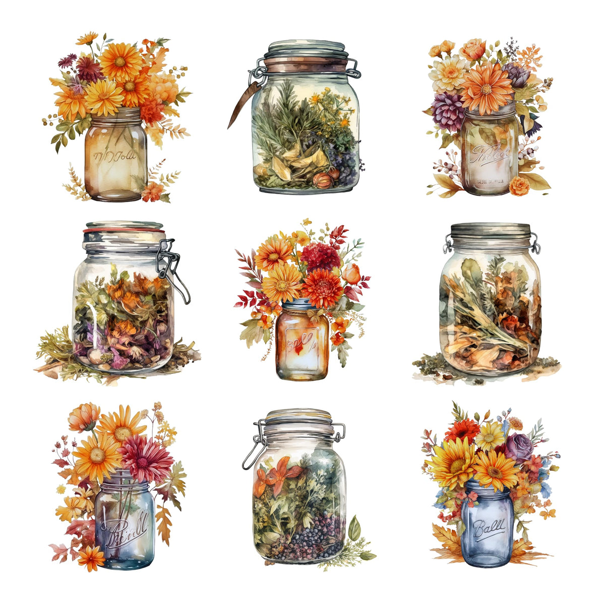 XERE 144 Pcs Mason Jar Four Seasons Sticker Book for Journaling Notebooks, Sketchbook, Bookmark Making, Junk Journal, Budget Planner, Scrapbook Art Supplies Stickers