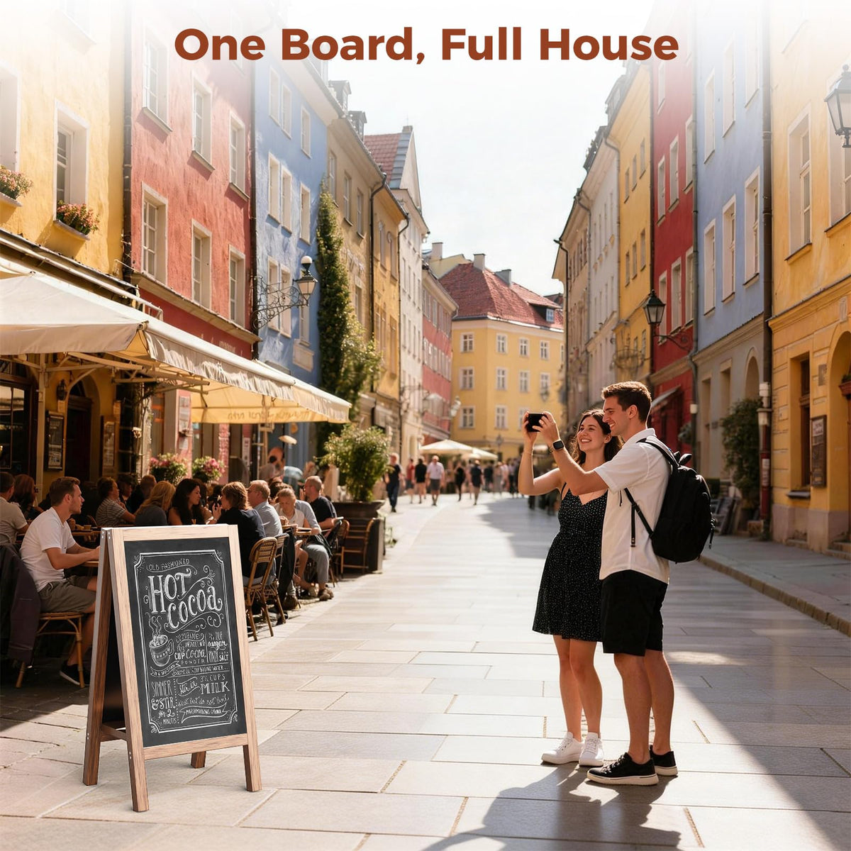 Vexiora Solid Wood A Frame Chalkboard Sign 40"x20", Magnetic Double Sided Sandwich Board, Upgraded Bottom Brace Stable Sidewalk Sign with 8 Liquid Chalk for Cafe Restaurant Wedding Home Business