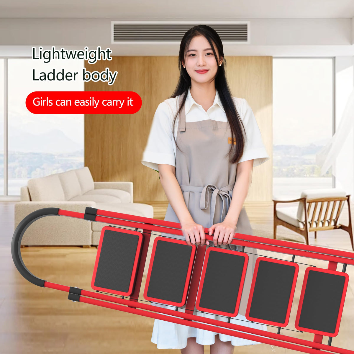 5 Step Folding Ladder, Portable and Compact, Anti-Slip Multi-Use Household Step Ladder for Home, Kitchen, Office, and Garage – Easy Storage, Sturdy and Durable